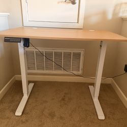 Oak Color Electric Height Adjustable Standing Desk