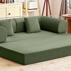 Brand New Olive Green Compressed Foam Modular Sofa Sleeper 