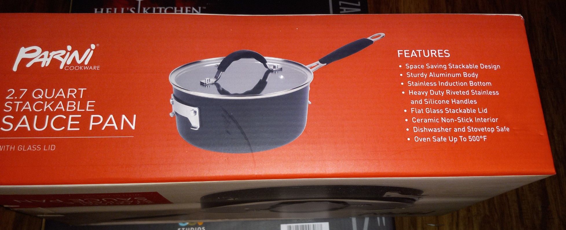 Parini Cookware 2.7 Quart Stackable Sauce Pan with Glass Lid New