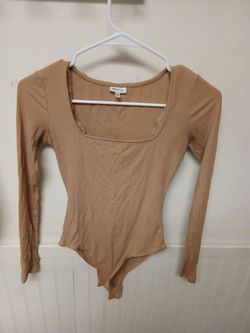 Selfie brand-neck ribbed bodysuit featuring long sleeves