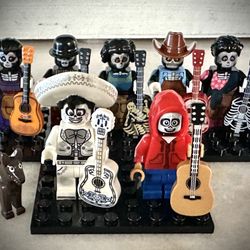 7 Lego Custom Coco Movie Minifigures with Dog