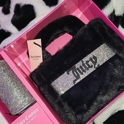 Juicy Black Furry Purse With Coin Purse