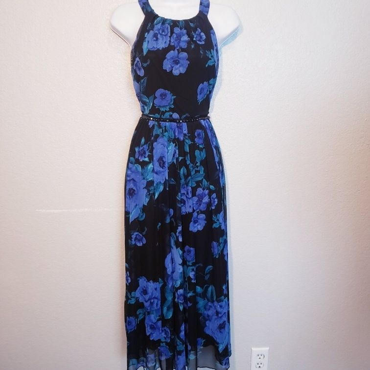 alexa b nites maxi dress Alexa B Nites ~ Size 8 ~ Pink/orange ~ Floral ~ Silver Metallic Thread ~  Dress