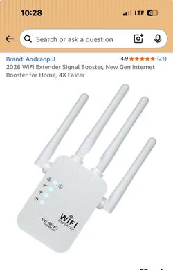 WiFi Extender Signal Booster, New Gen Internet Booster for Home, 4X Faster