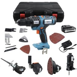 20V Cordless Combo Kit,5-Tool Tool Combo Kit with Case,Drill,Recip saw,Jig saw,Oscillating tool,Sander with Accessories,2.0Ah Lionthium Battery and Ch