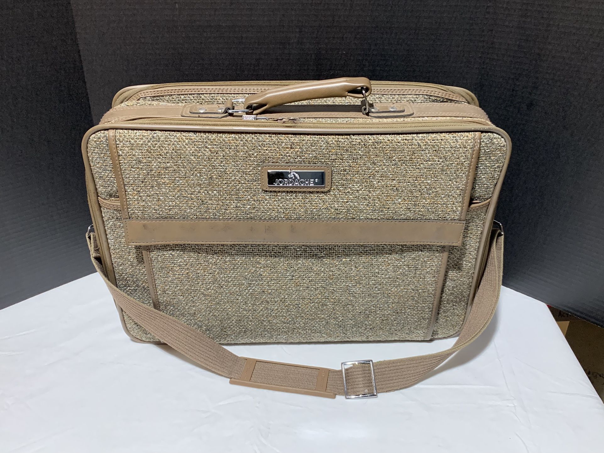 Vintage Jordache Tweed Luggage With Shoulder Strap