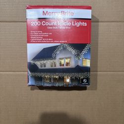 Holiday Time 200 Clear Icicle Lights – White Wire (New)