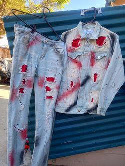 dxa Jean Jacket N Jean Matching Pants In Good Condition 40$