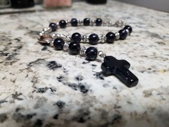Blue Sandstone Rosary Bracelet
