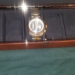 2-tone Invicta Watch w/ Brown Leather Multi Watch Case