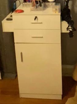 White Salon Styling Station Cabinet