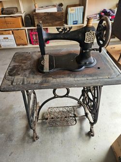 Antique "Household" Treadle Sewing Machine & Cast Iron Stand - Late 1800s