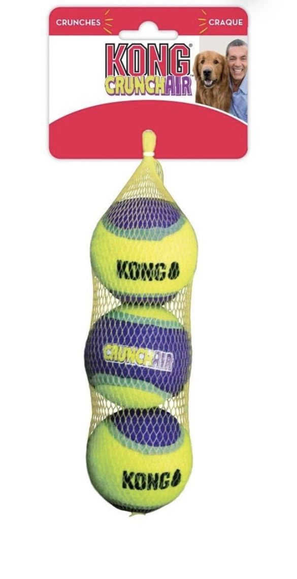 KONG - CrunchAir Balls - Dog Fetch Toy, Crunch Tennis Balls, Gentle on Teeth - for Small Dogs (3 Pack) NEW