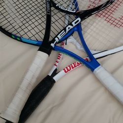 3 Tennis Racquets. Head  Wilson. 