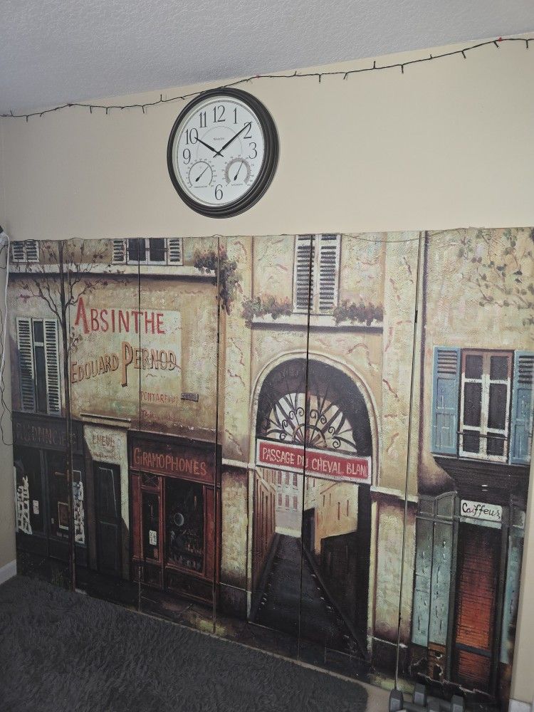 French Cafe Canvas Room Divider 6f Panel
