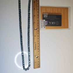 24 Inch Silver Sterling Rhodium Plated 6.5mm 100 CARATS MOISSANITE Tennis Chain Necklace Pass TESTER