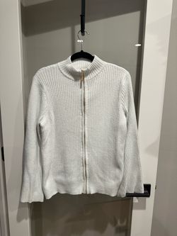 Livi Active White Ribbed Zip-Up Cardigan