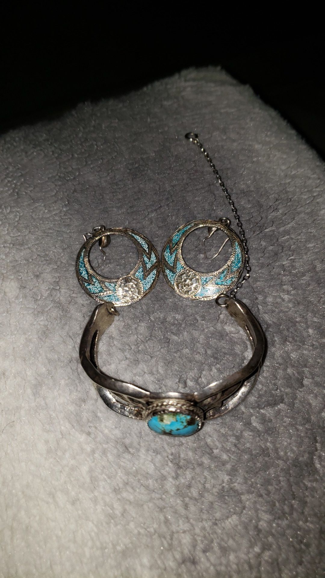 "Persian Blue" turquoise bracelet/anklet and Earring set!!