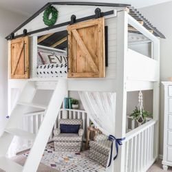 Full Size Kids Farm House Bunk Bed 