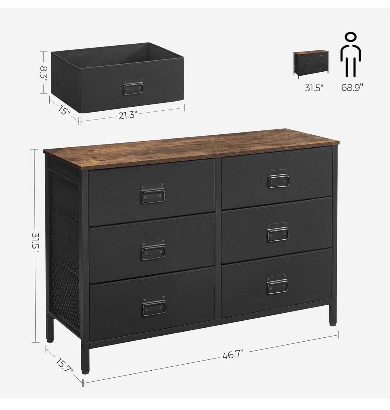 Storage Organizer Unit with 6 Fabric Drawers