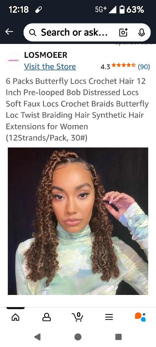 6 Packs Butterfly Locs Crochet Hair 12 Inch Pre-looped $10 Each Package Of 6 New 12 Pack For $15