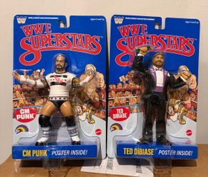 Mattel WWE LJN CM Punk & Ted DiBiase superstars wave 4 blue card Chase Set 2 NEW