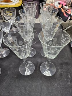 8  Vintage Crystal Glasses