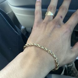 14k Gold Rope Bracelet 