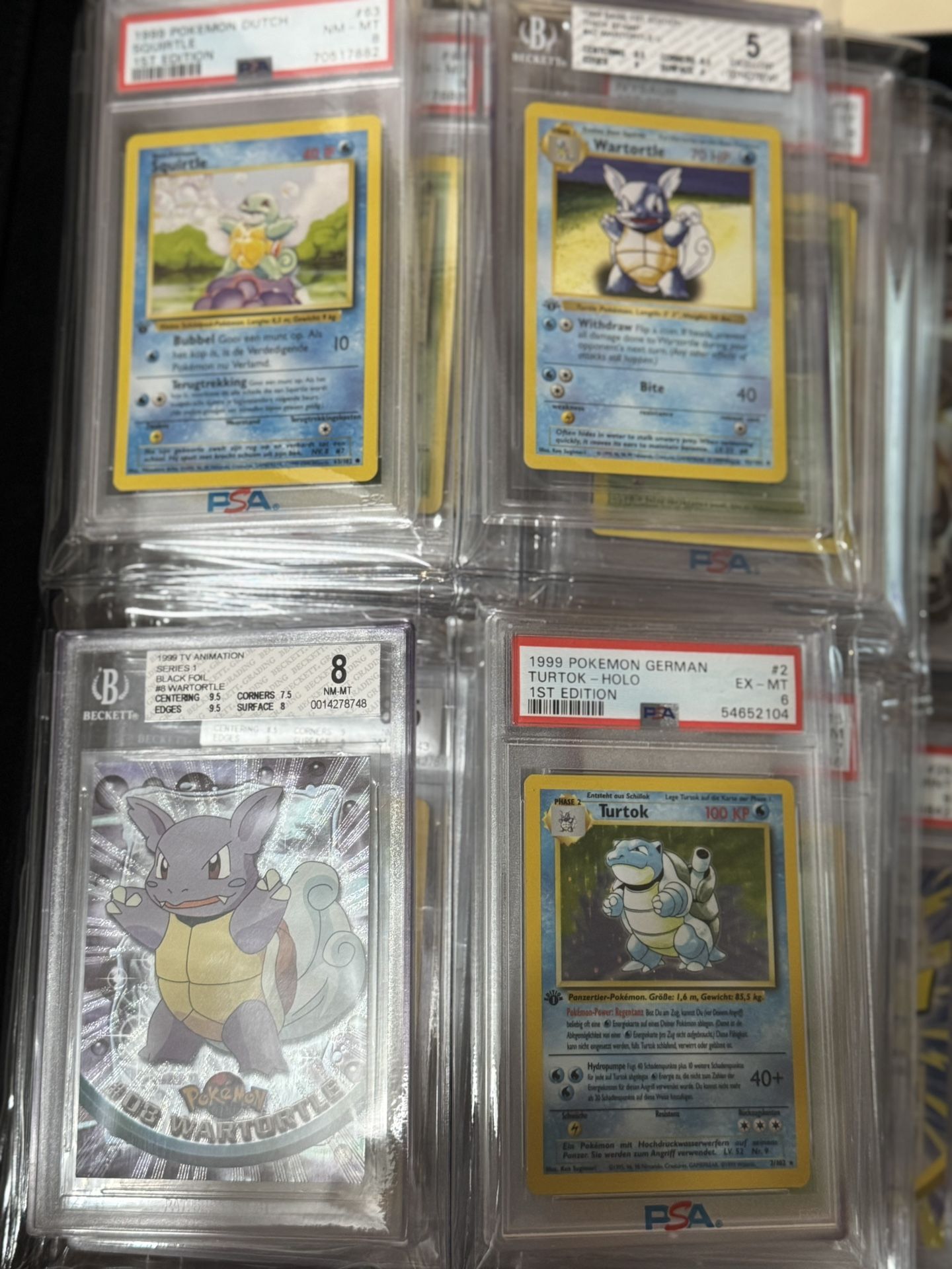 1st Edition Bundle Squirtle Wartortle And Blastoise And One Topps Wartortle All Graded.