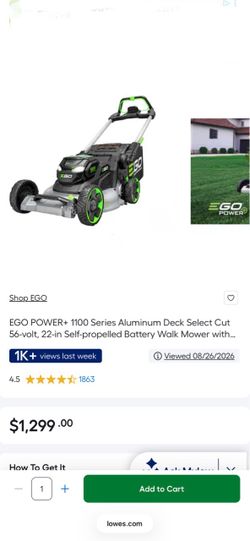 EGO 22” Self Propelled Lawnmower Maquina