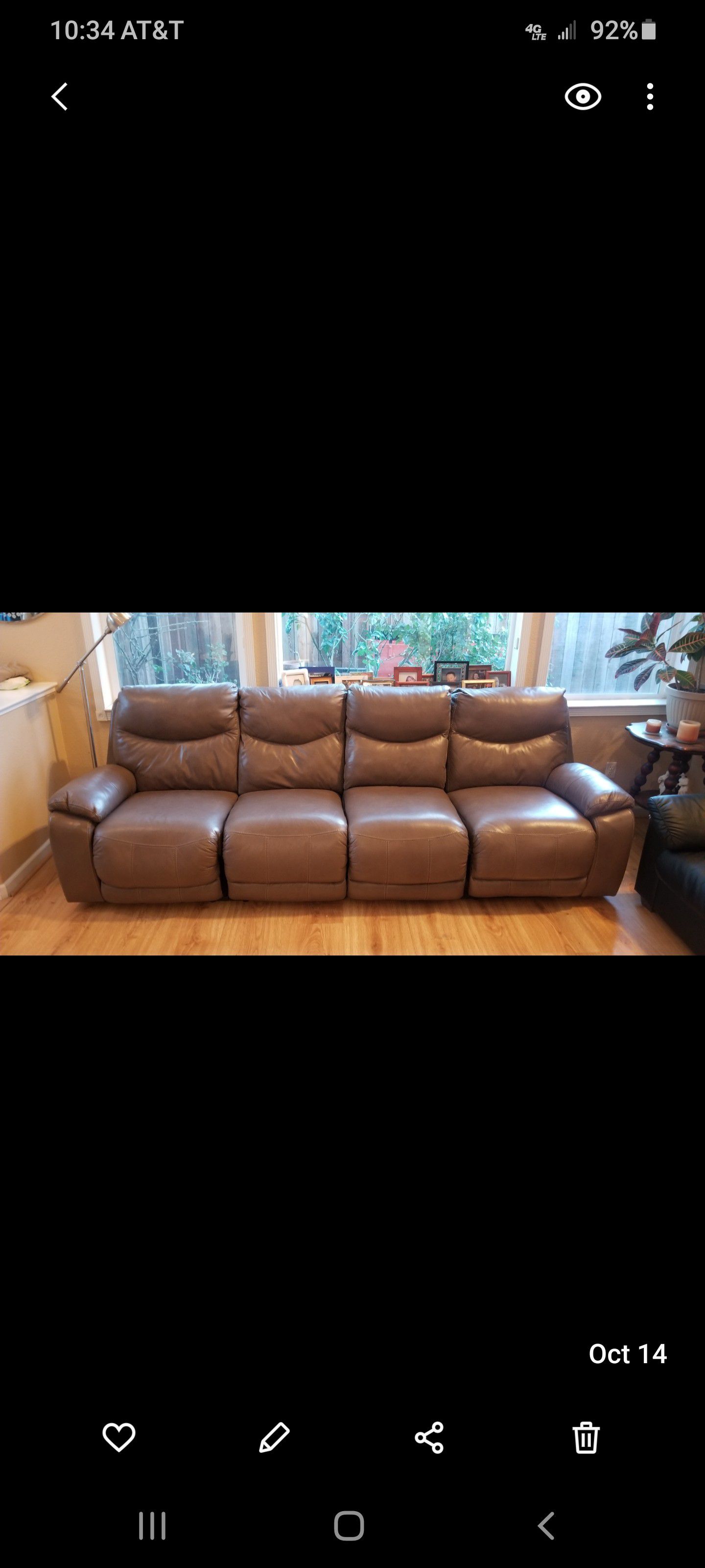 Ashley leather electric couch
