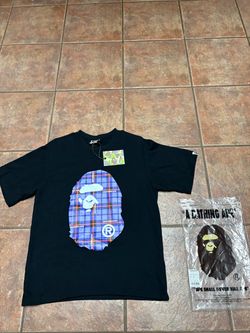 Black plaid bathing ape t shirt