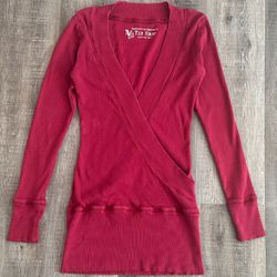 Women’s Small Red Victoria’s Secret VS Tee Shop Long Sleeve Tunic Top