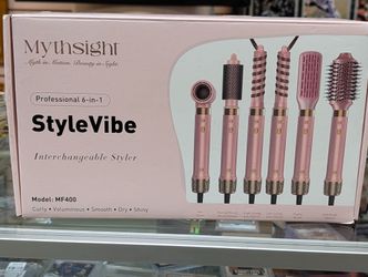 MythSight StyleVibe MF400 6 In 1 Hair Styler Dryer Curling Brush Set Pink