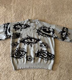 Women’s Grunge Punk Eye Print Sweater 