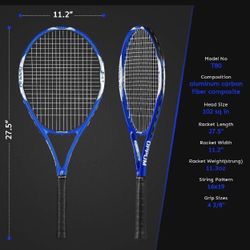 Adult carbon fiber tennis racket 4,3/8 & bag - New