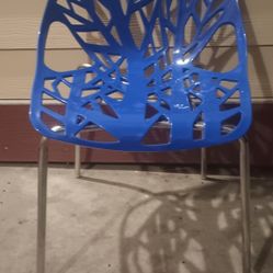 Blue and Chrome Dining Chairs