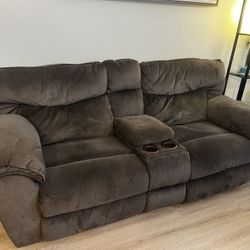 Brown 2 Seater Recliner Couch