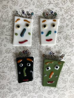 Bundle Of 4 Artisan Fused Glass Pin