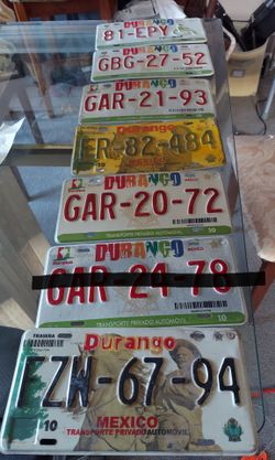 Vanity Collector Memorabilia México Car Novelty plates from Durango
