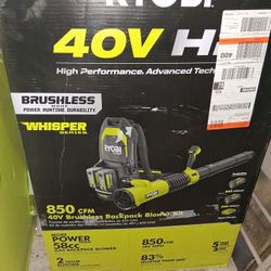 Ryobi 40v Backpack Blower Kit 850 Cfm 