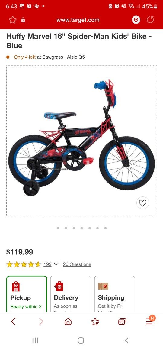 spiderman bike target