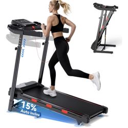 8.7MPH Auto Incline Treadmill for Running and Walking, 3.5HP Quiet BLDC Treadmills for Home with Double Deck Technology, 350 lbs Weight Capacity, APP,