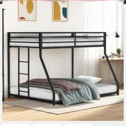 TWIN-FULL METAL BUNK BED. $299. WITH BOTH MATTRESS $560