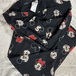 Disney Mickey And Minnie Black Leggings Size Small 