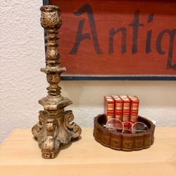 Lovely Gilt Ornate Candlestick/French farmhouse/ French Shabby chic/Rustic farmhouse/Rustic Home Decor