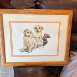 Framed Yellow Lab Puppies