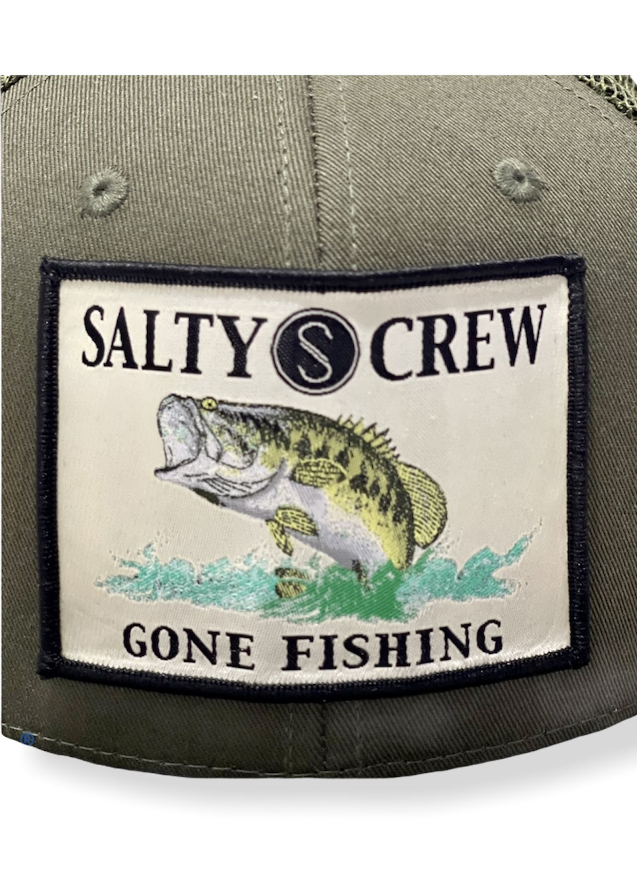 New Men's Green Gone Fishing Snapback Salty Crew Hat
