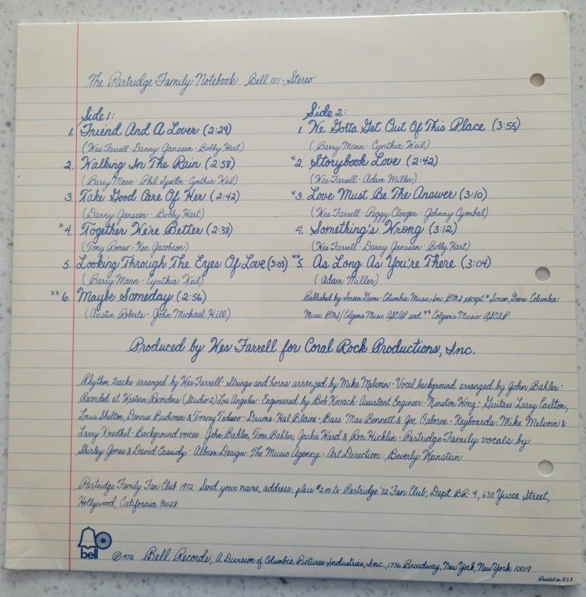 The Partridge Family Notebook LP