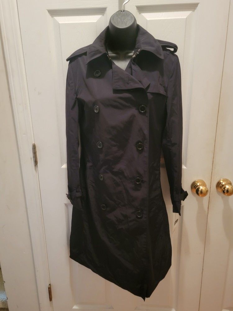 Norma Kamali Women's Double Breasted Trench Coat, Black, XS